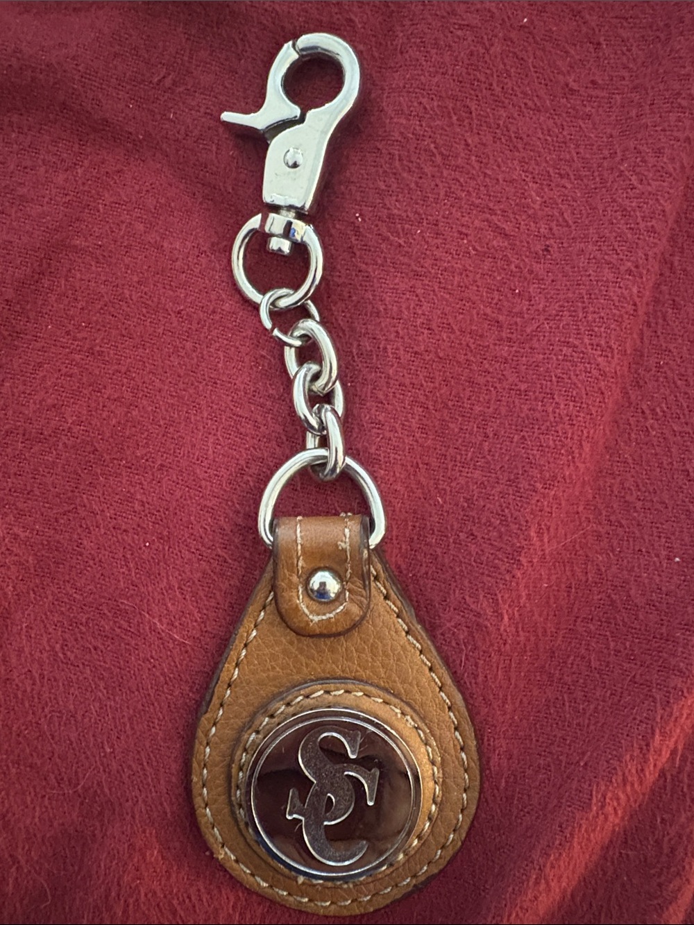Sophia Caperelli Keychain Purse Charm Clip Keyring Designer Logo Leather